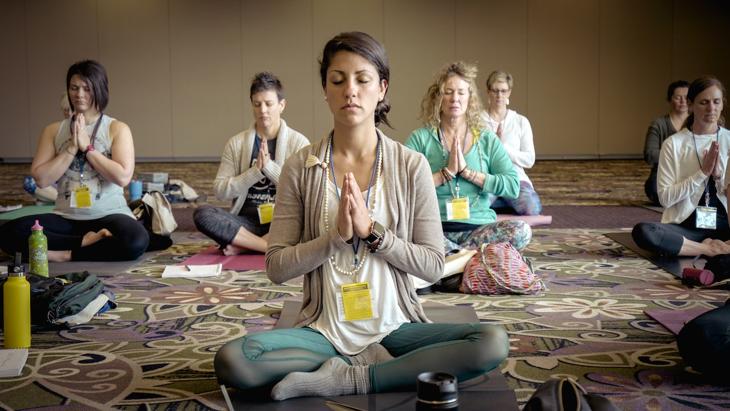 A woman meditating